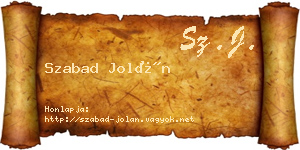 Szabad Jolán névjegykártya